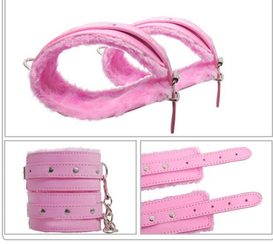 Pink 7pcs Bed Bondage Set for Couple Sex Accessories