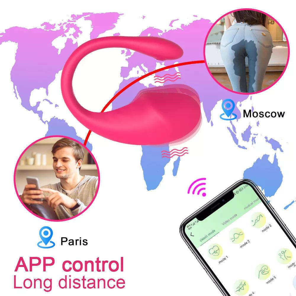 App-controlled wireless jumping egg vibrator for discreet public play and G-spot stimulation