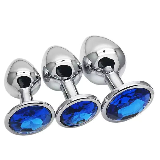 3-piece stainless steel metal anal plug set for beginners and advanced users