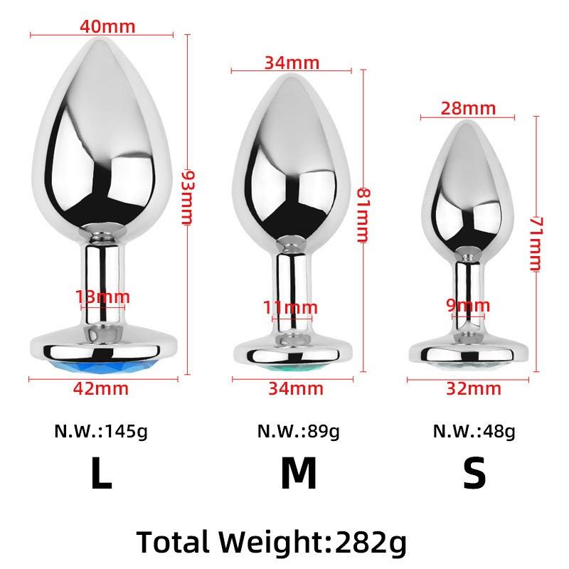 3-piece stainless steel metal anal plug set for beginners and advanced users Sizes