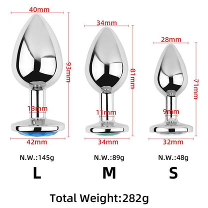 3-piece stainless steel metal anal plug set for beginners and advanced users Sizes