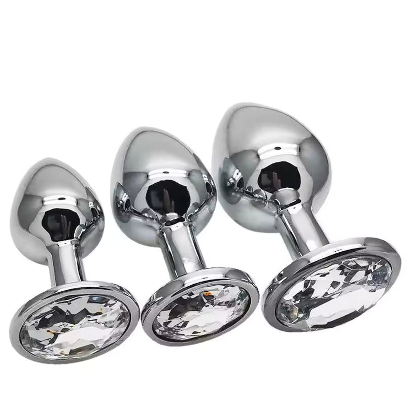 3-piece stainless steel metal anal plug set for beginners and advanced users
