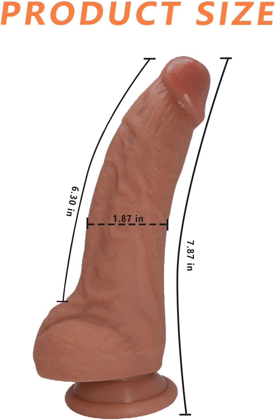 Realistic veined silicone dildo with strong suction cup base for hands-free play