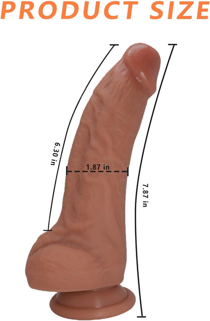 Realistic veined silicone dildo with strong suction cup base for hands-free play
