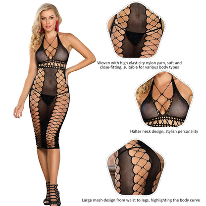Women's sexy fishnet bodystocking dress lingerie for intimate bedroom wear