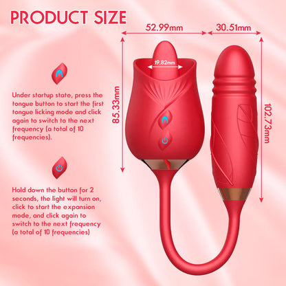 Rose Vibrator Tongue with Licking and Sucking Action
